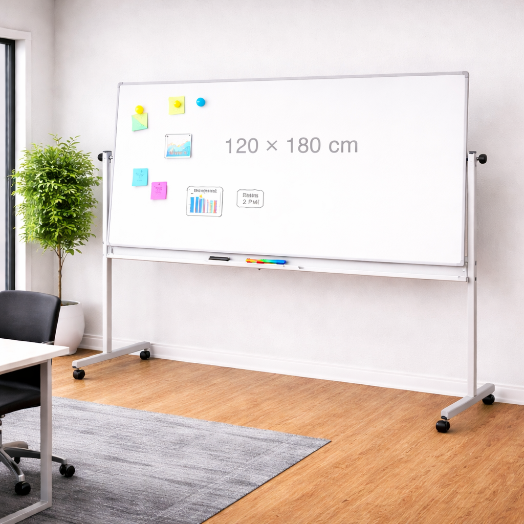 White Board Double Face Magnetic Stand – 120 × 180 Cm