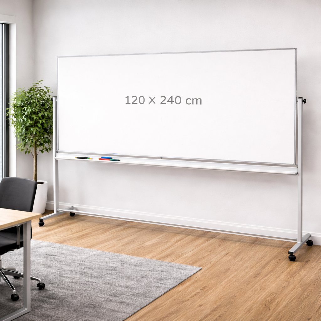 White Board Double Face Magnetic Stand – 120 × 240 Cm